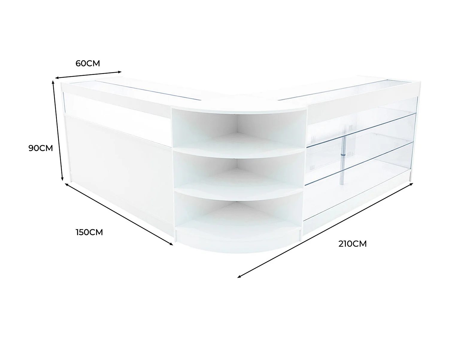 Demeter LED Winkel Toonbank Set K1500, B1500 & LM60 - Wit