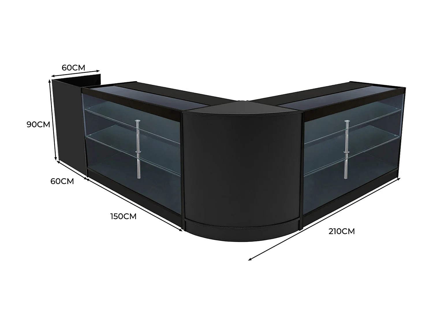 Aries LED Verkaufstheken-Set CM60 + K1500 (2 Stück)+ TB60 – Schwarz