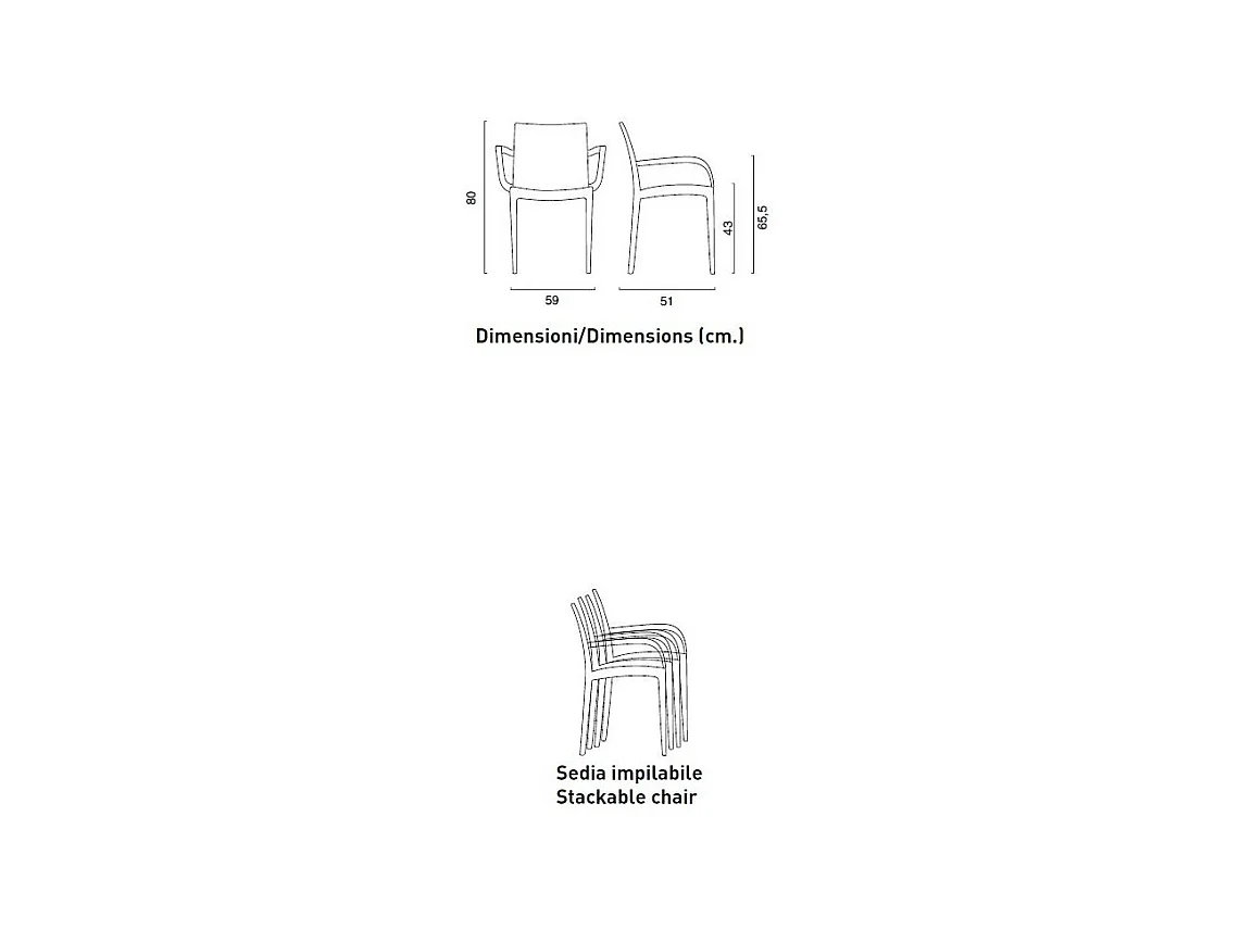 SET 2 POLTRONE polyrattan bar ristorante impilabile