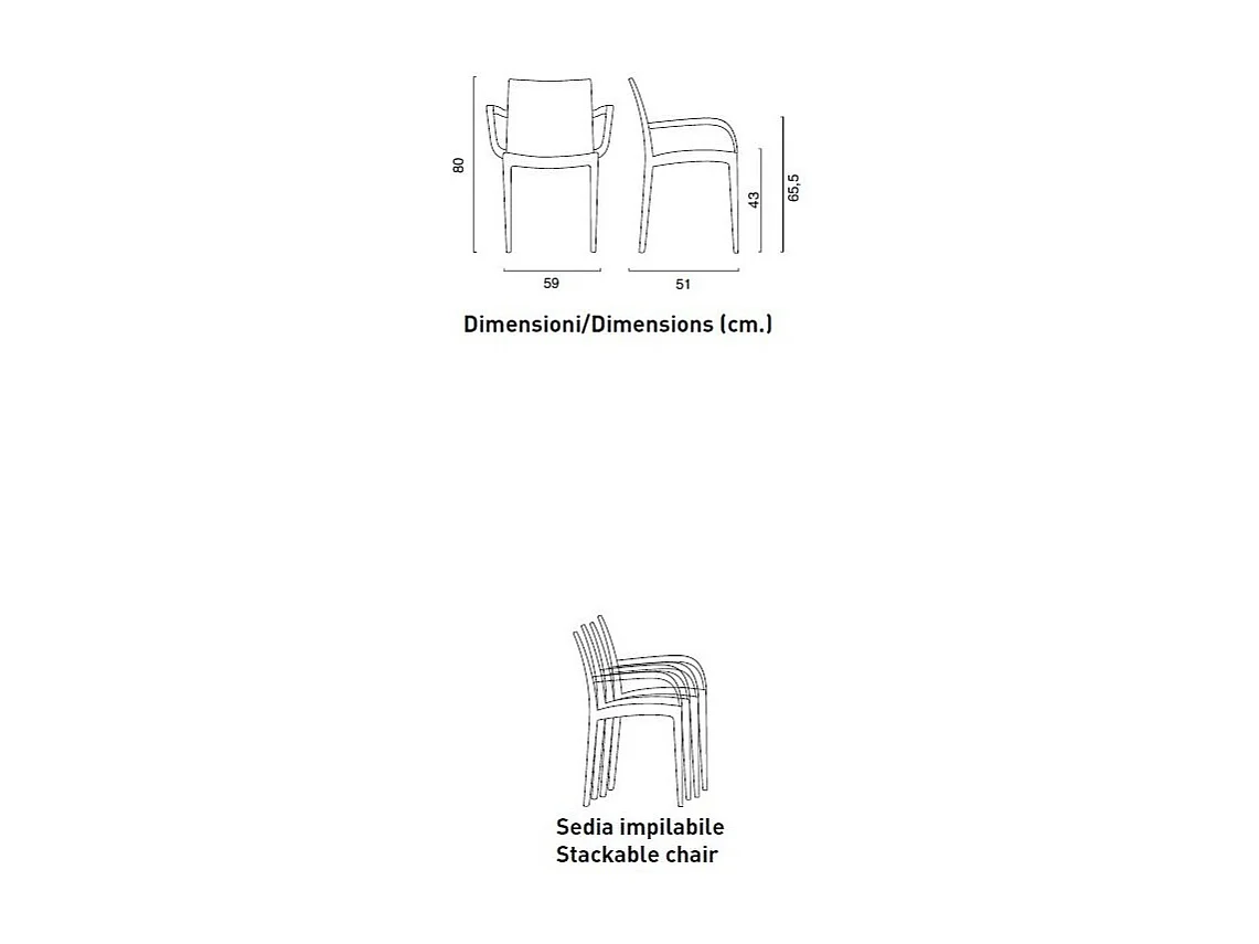 SET 2 POLTRONE polyrattan bar ristorante impilabile