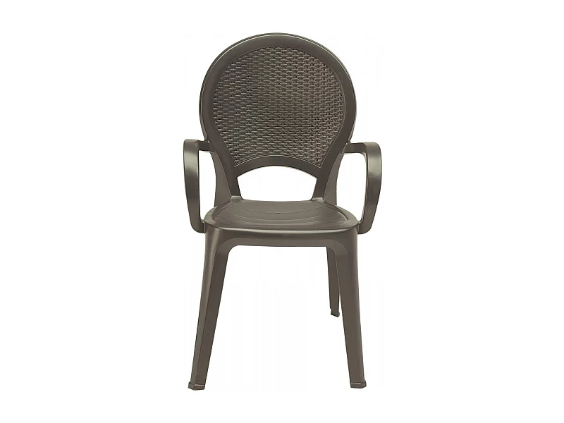 SET 4 POLTRONE da giardino schienale rattan impilabile