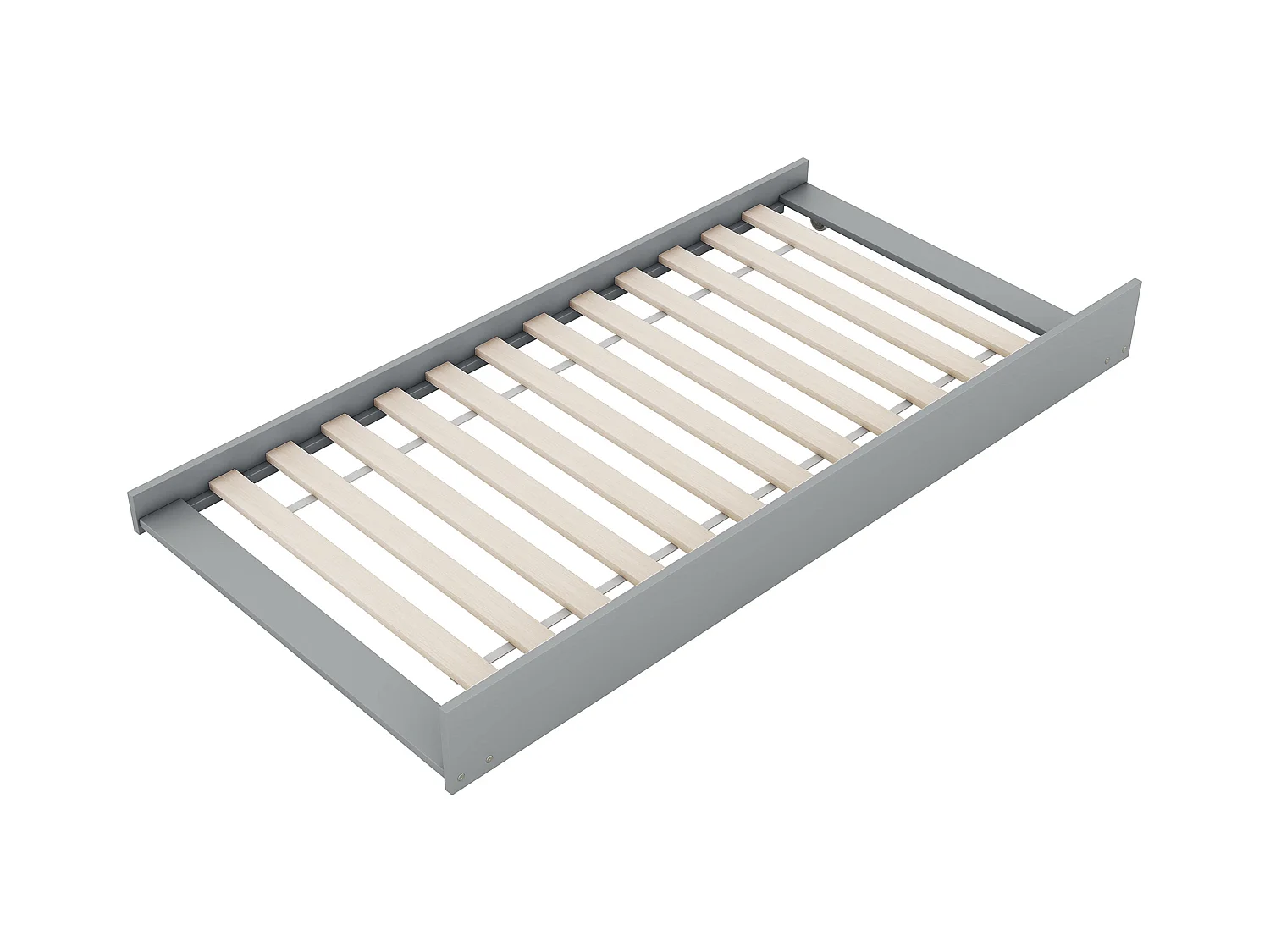 Lit superposé enfant 90x200 cm avec lit gigogne - protection anti-chute et éhelle - bois - gris (sans matelas)