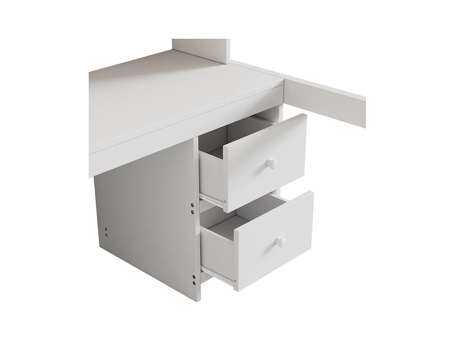 Lit mezzanine 90x200 cm avec 4 tiroirs - protection anti-chute et éhelle - bois - blanc (sans matelas)