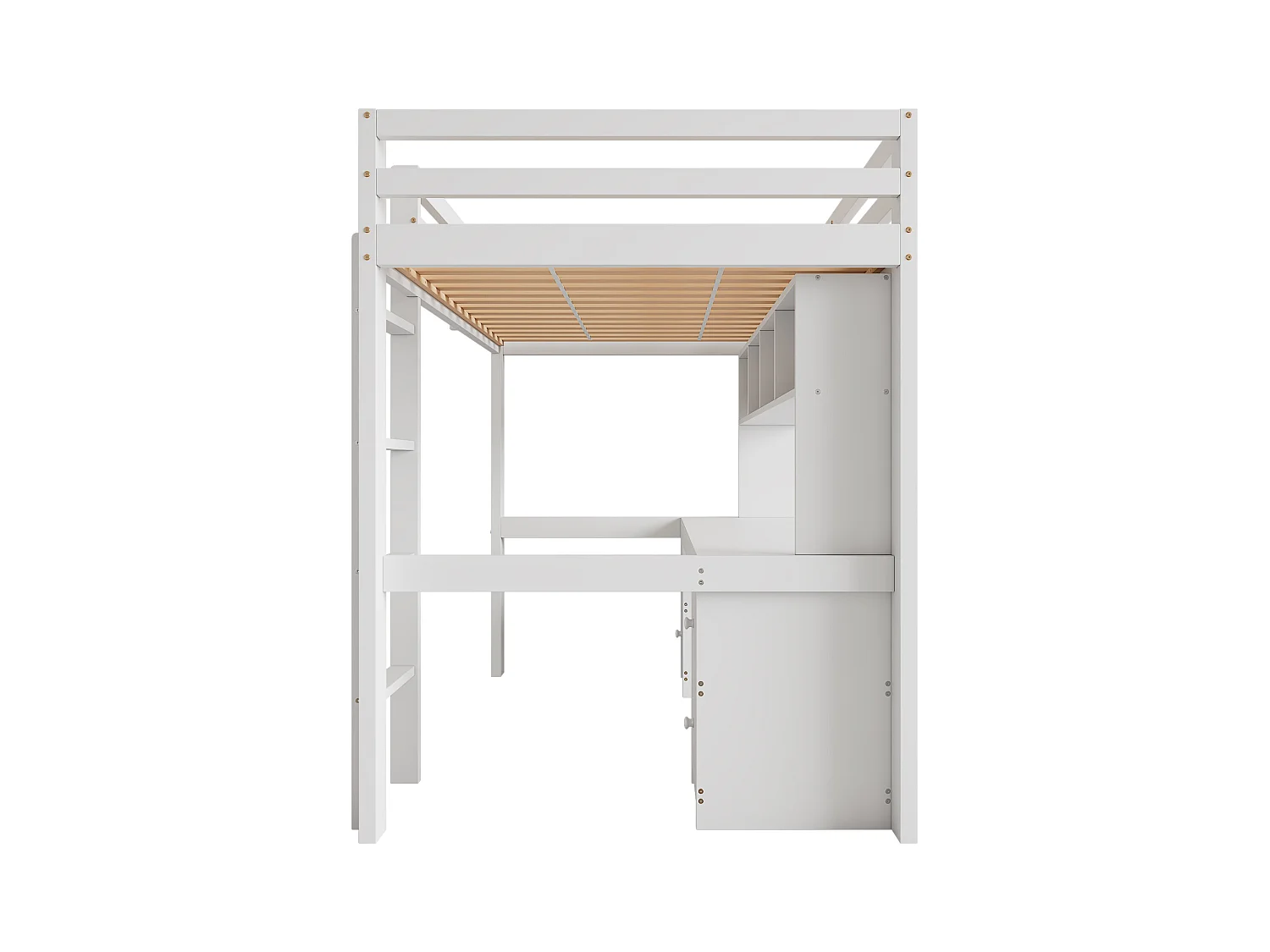 Lit mezzanine enfant 90x200 cm avec 4 tiroirs - protection anti-chute et éhelle - bois - blanc (sans matelas)