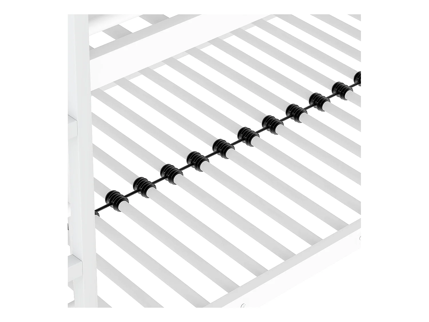 Lit superposé triple enfant 90x200 cm avec sommier - protection anti-chute et éhelle - métal - blanc (sans matelas)