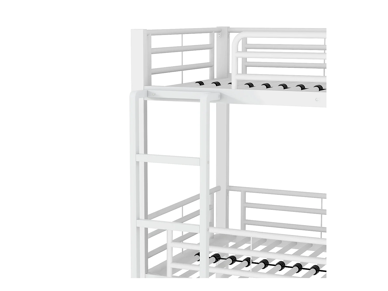 Lit superposé triple enfant 90x200 cm avec sommier - protection anti-chute et éhelle - métal - blanc (sans matelas)