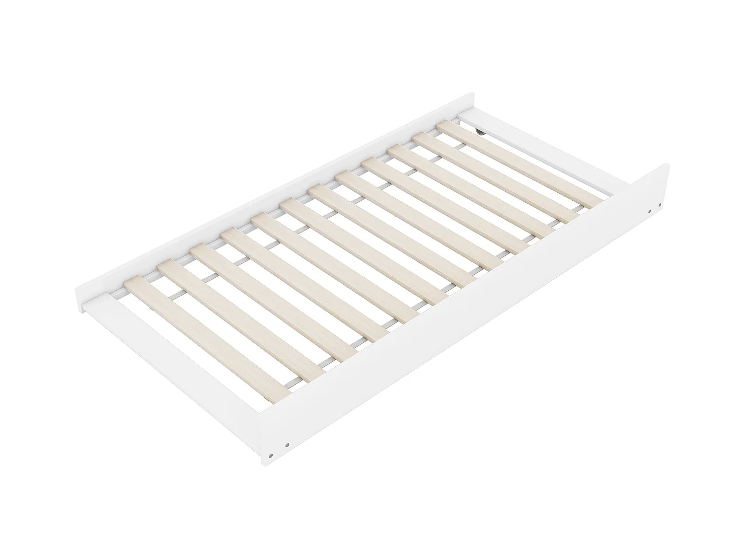 Lit superposé 90x200 cm avec lit gigogne - protection anti-chute et éhelle - bois - blanc (sans matelas)