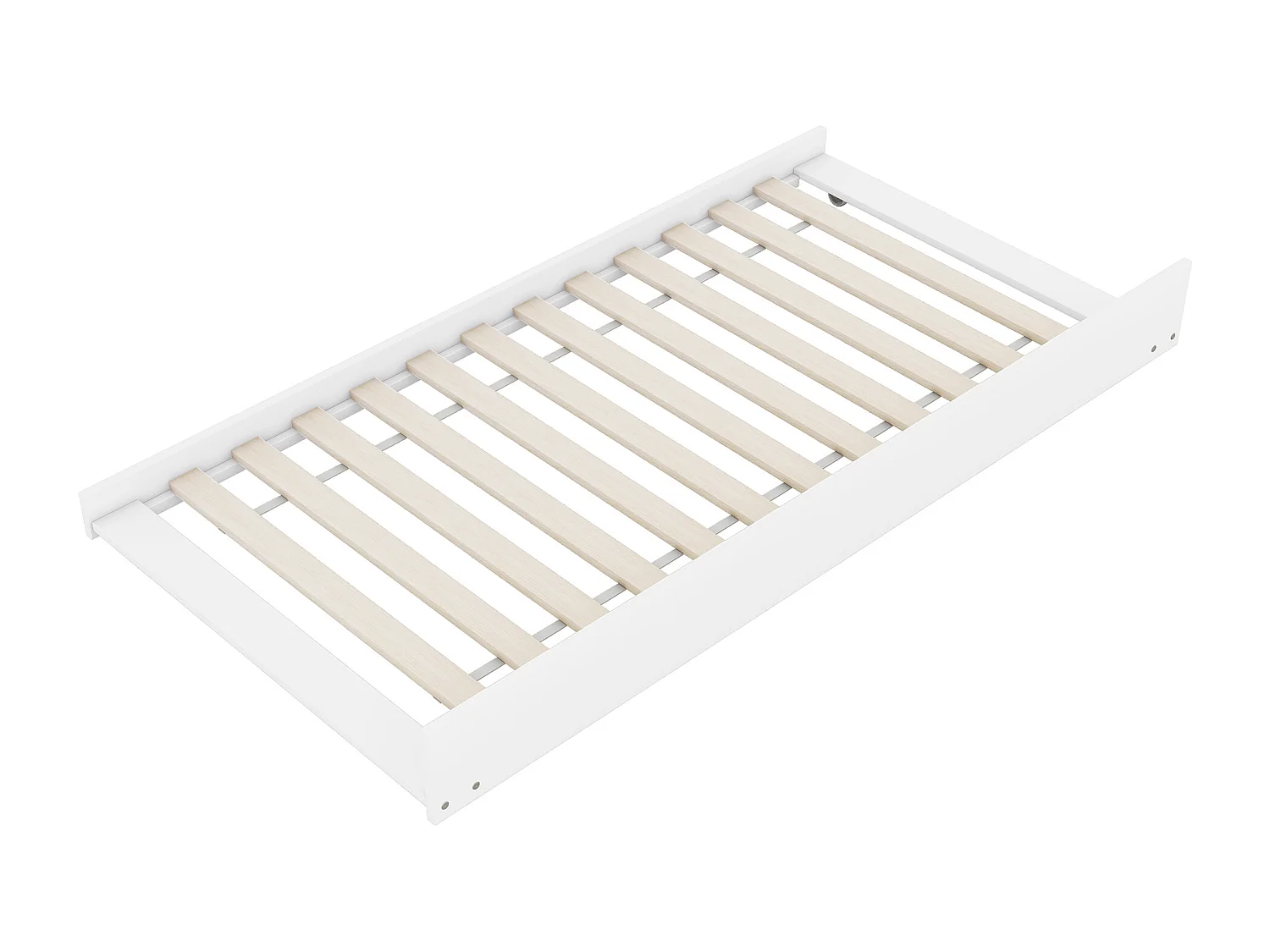 Lit superposé 90x200 cm avec lit gigogne - protection anti-chute et éhelle - bois - blanc (sans matelas)