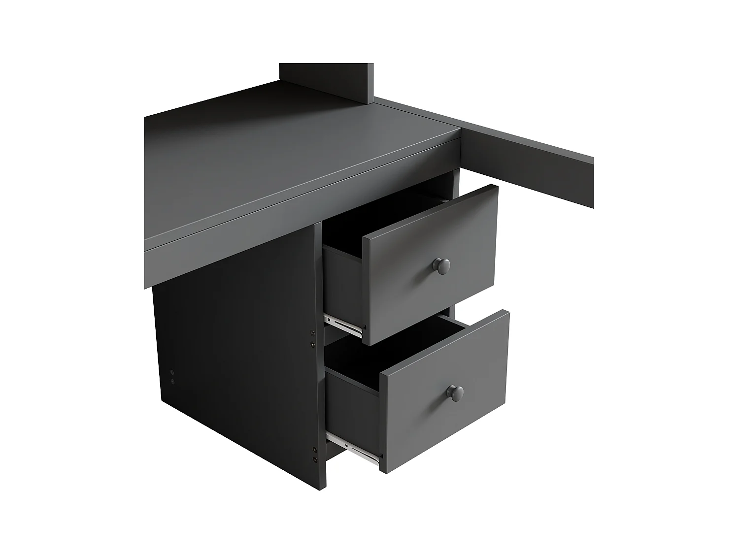 Lit mezzanine enfant 90x200 cm avec 4 tiroirs - protection anti-chute et éhelle - bois - gris (sans matelas)