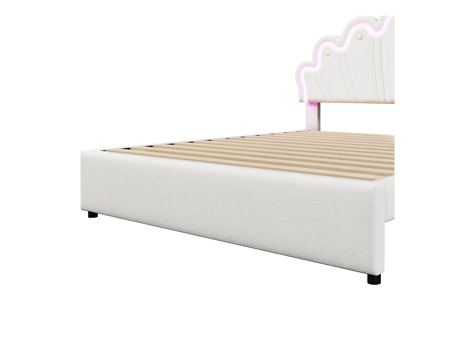 Tweepersoonsbed 140x200 cm met 2 lades - in hoogte verstelbaar hoofdeinde - kunstleer - wit (zonder matras)