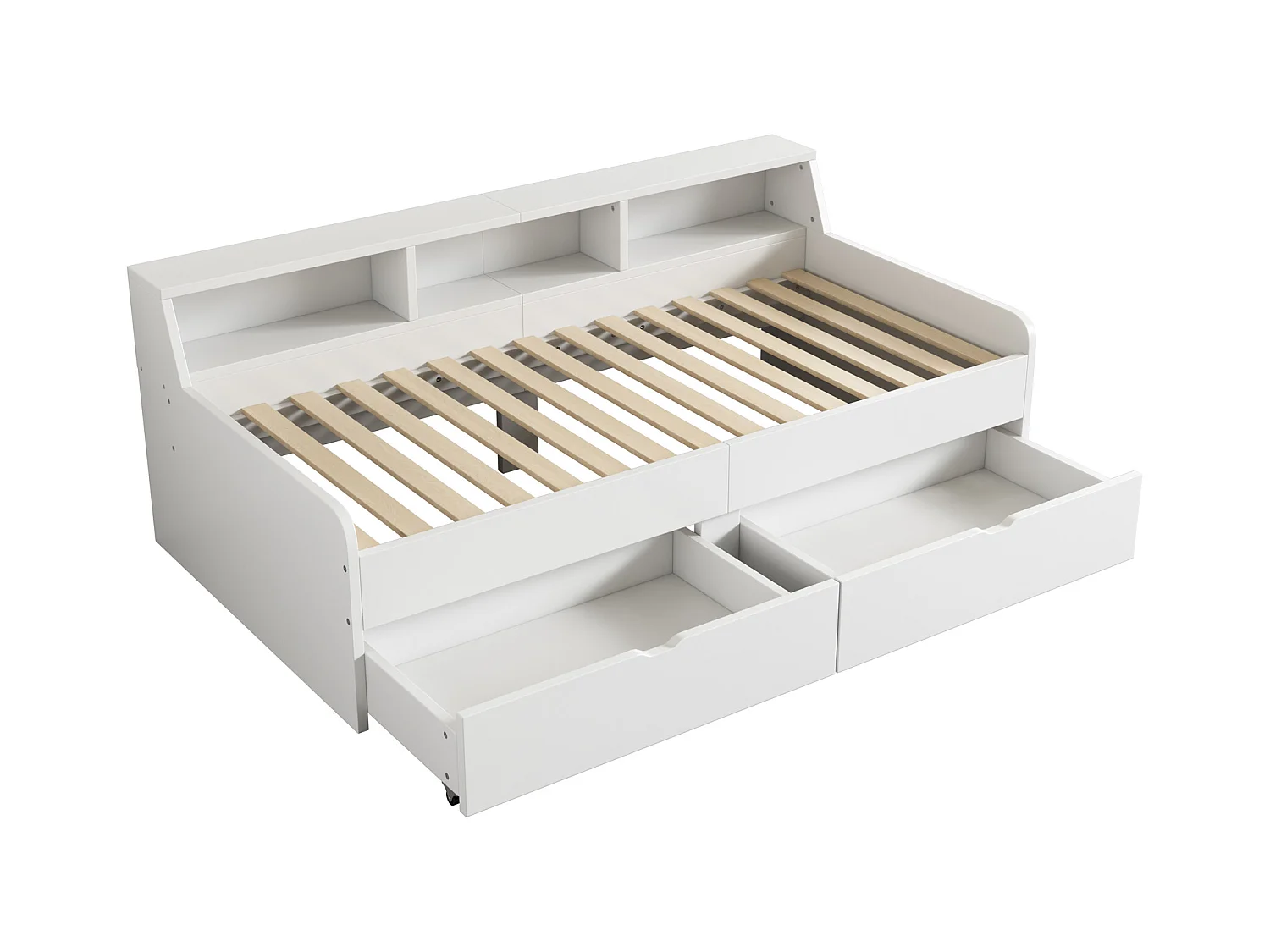 Lit coffre 140x200 cm avec sommier - tête de lit capitonnée - similicuir - noir (sans matelas)