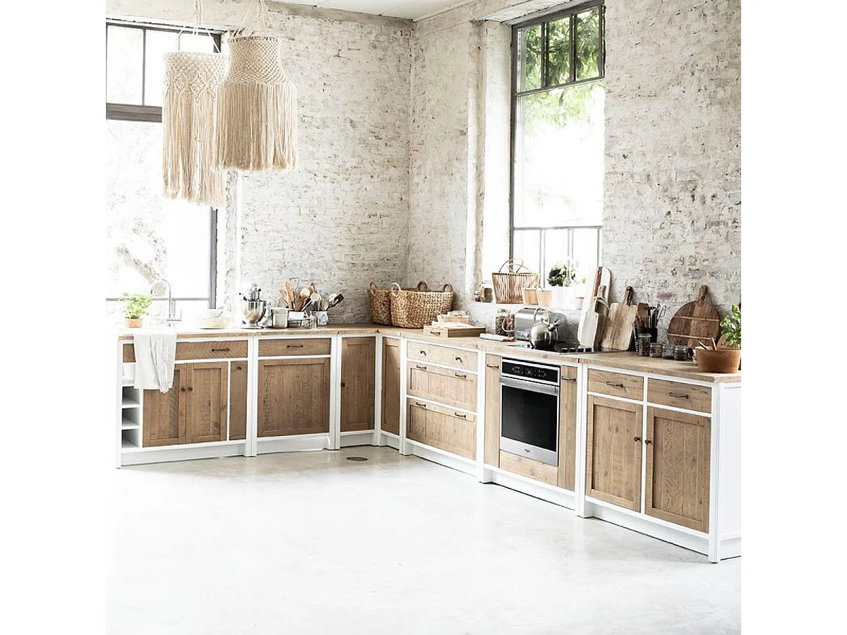 Meuble de cuisine bas d'angle Bois Blanc - Rivages Interior's