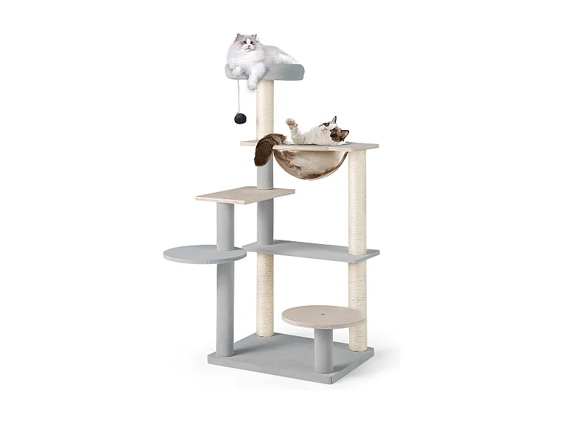 113 cm Hoher Moderner Kratzbaum mit Abnehmbarer & Gepolsterter Aussichtsplattform Kletterbaum