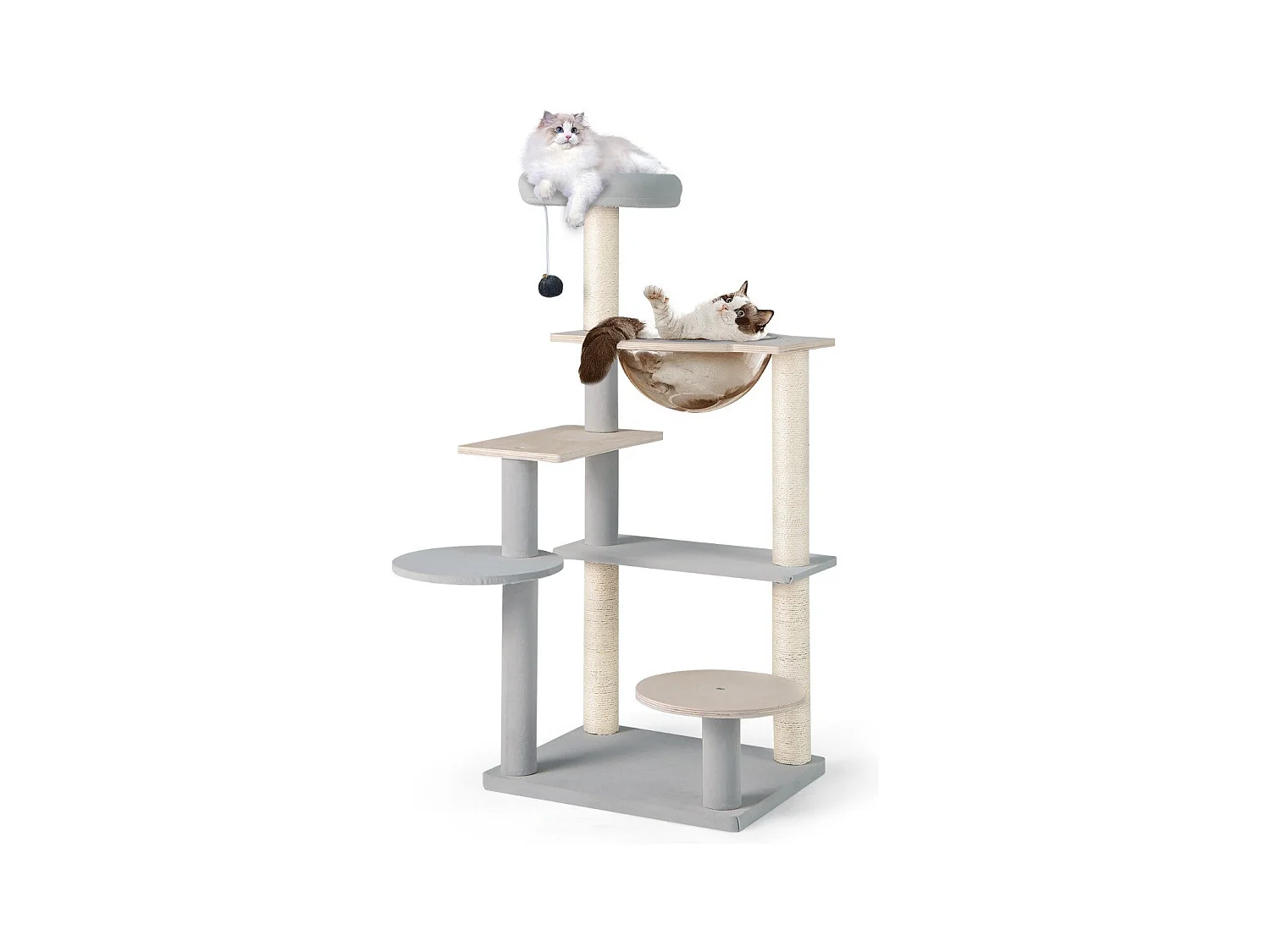 113 cm Hoher Moderner Kratzbaum mit Abnehmbarer & Gepolsterter Aussichtsplattform Kletterbaum