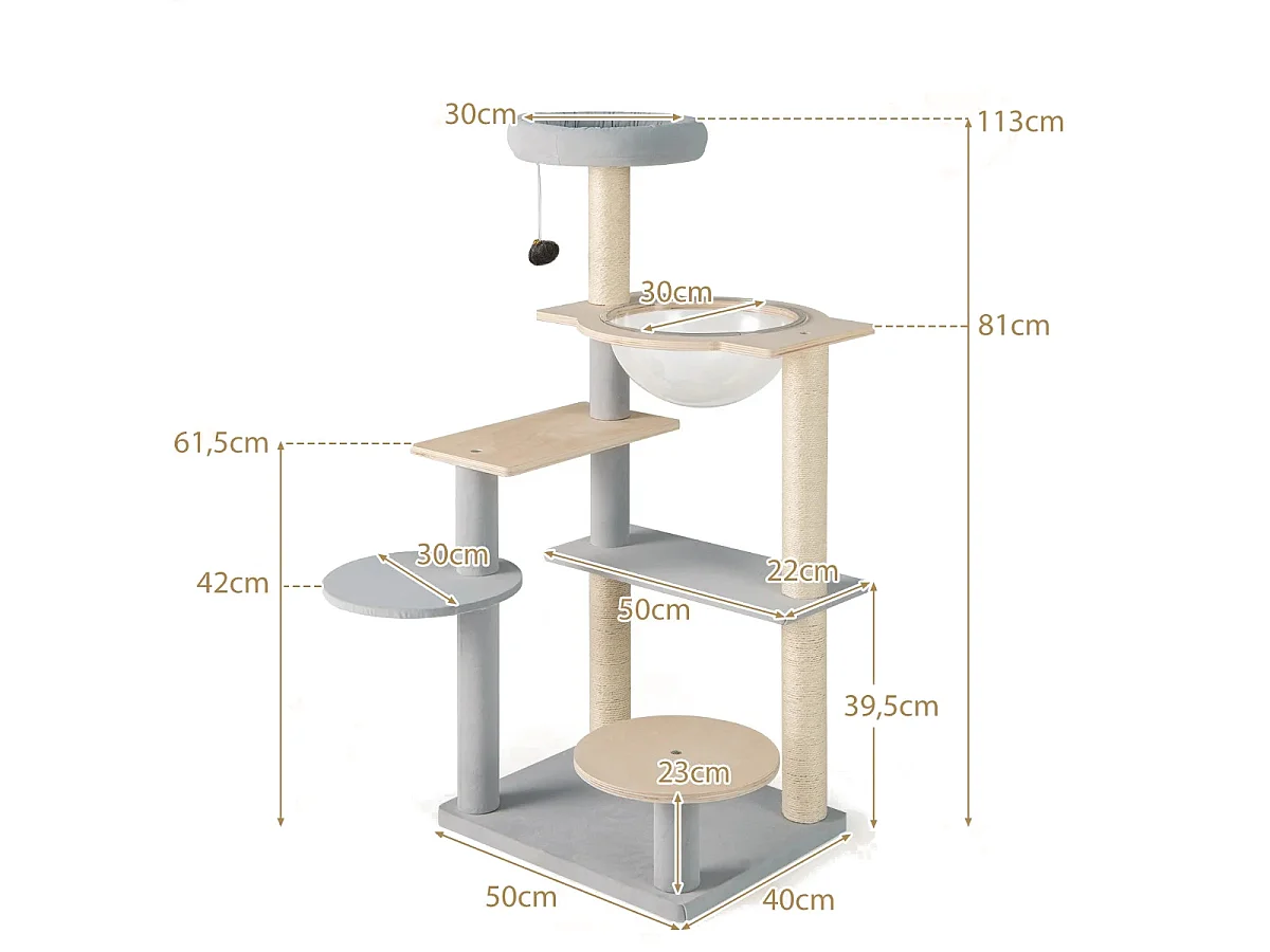 Moderne kløetræ til katten – Kattehus – Soveplads 113 cm