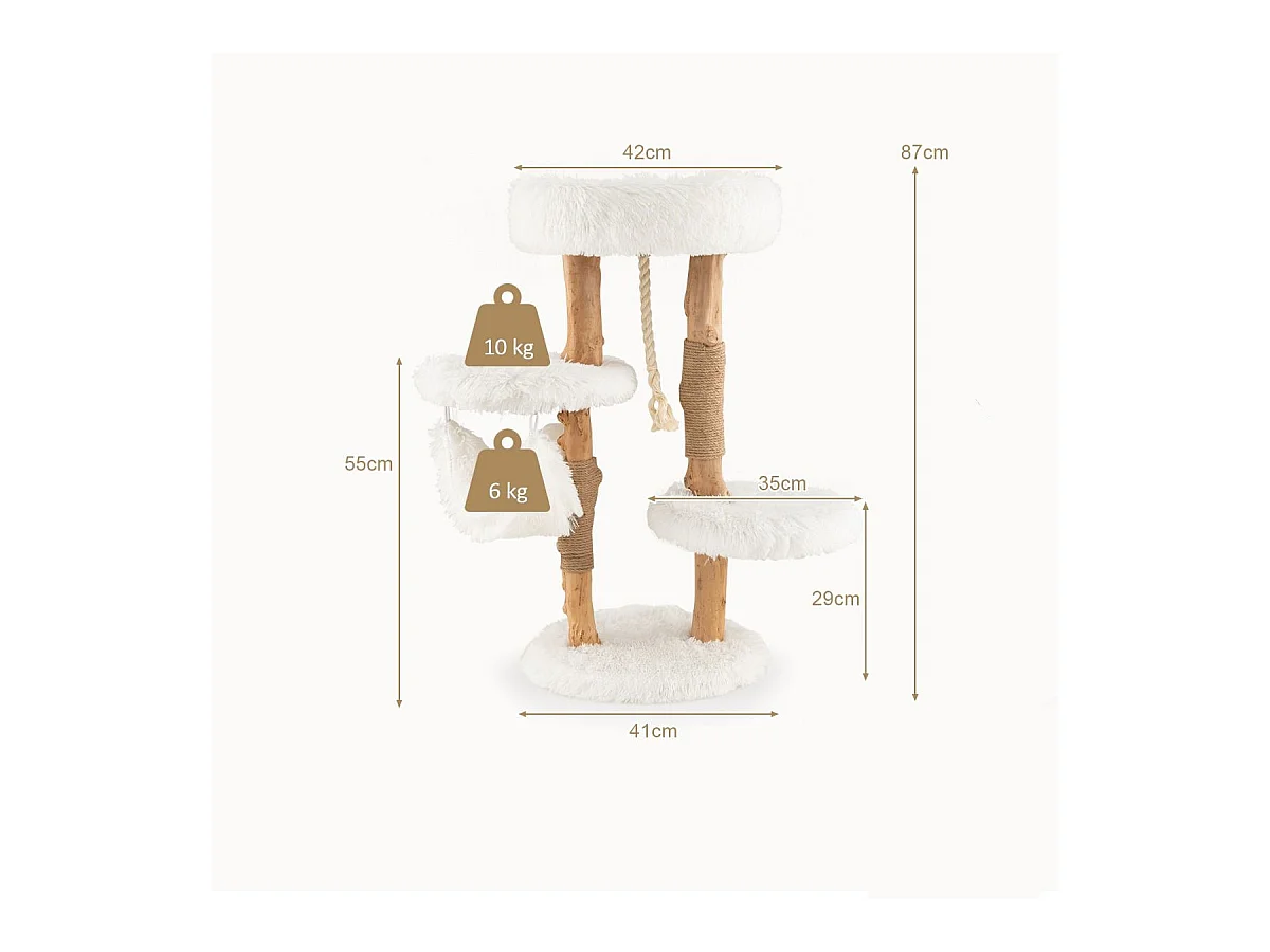 87 cm Kratzbaum aus Massivholz mehrschichtiges Katzenaktivitätszentrum