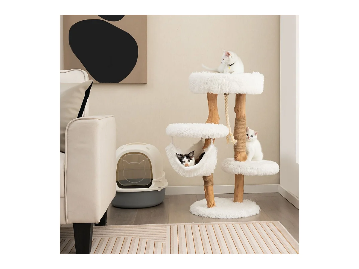 87 cm Kratzbaum aus Massivholz mehrschichtiges Katzenaktivitätszentrum