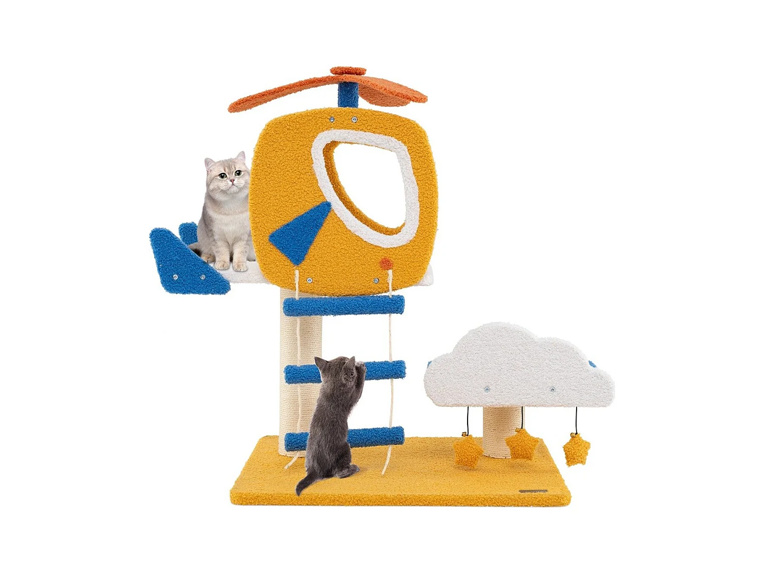 Katzenkratzbaum mit Hubschrauber Plattform & Kratzsäule & Sprungplattform Kratzbaum