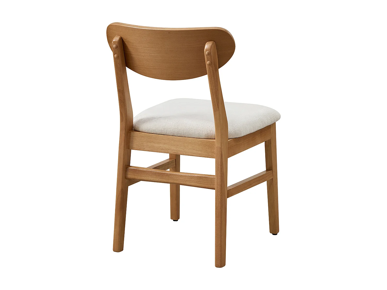 Lot de 2 chaises en tissu texturé et bois d'hévéa naturel - Crème - LERANIA