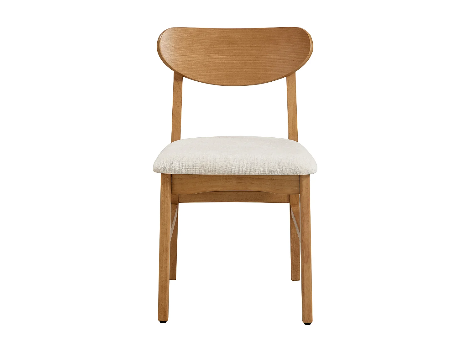 Lot de 2 chaises en tissu texturé et bois d'hévéa naturel - Crème - LERANIA