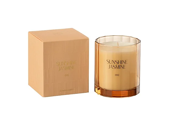 Vela perfumada 30H en vidrio naranja 9x9x10.5 cm