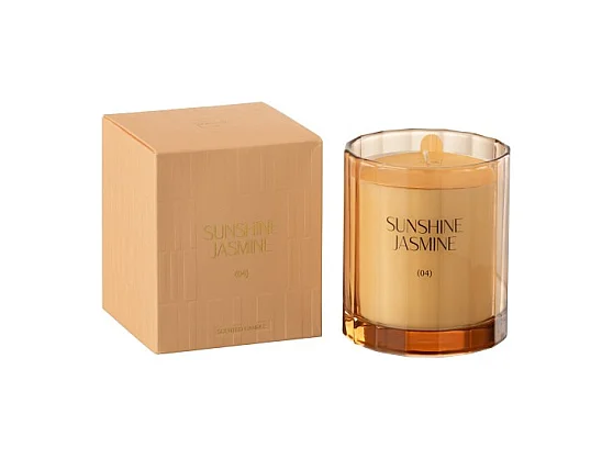 Vela perfumada 30H en vidrio naranja 9x9x10.5 cm