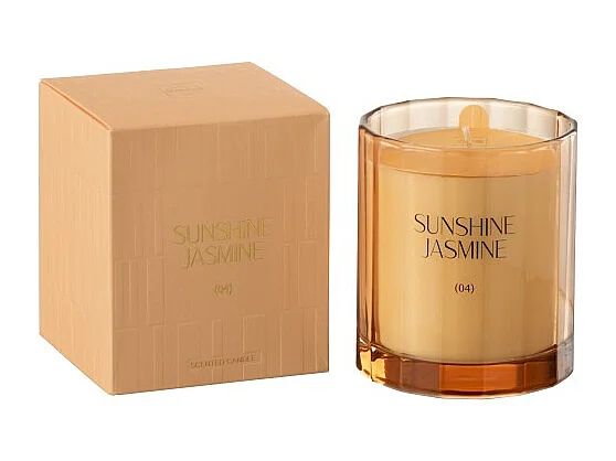 Vela perfumada 30H en vidrio naranja 9x9x10.5 cm