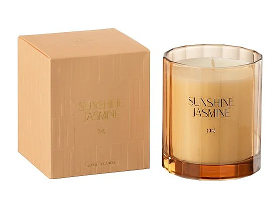 Vela perfumada 30H en vidrio naranja 9x9x10.5 cm