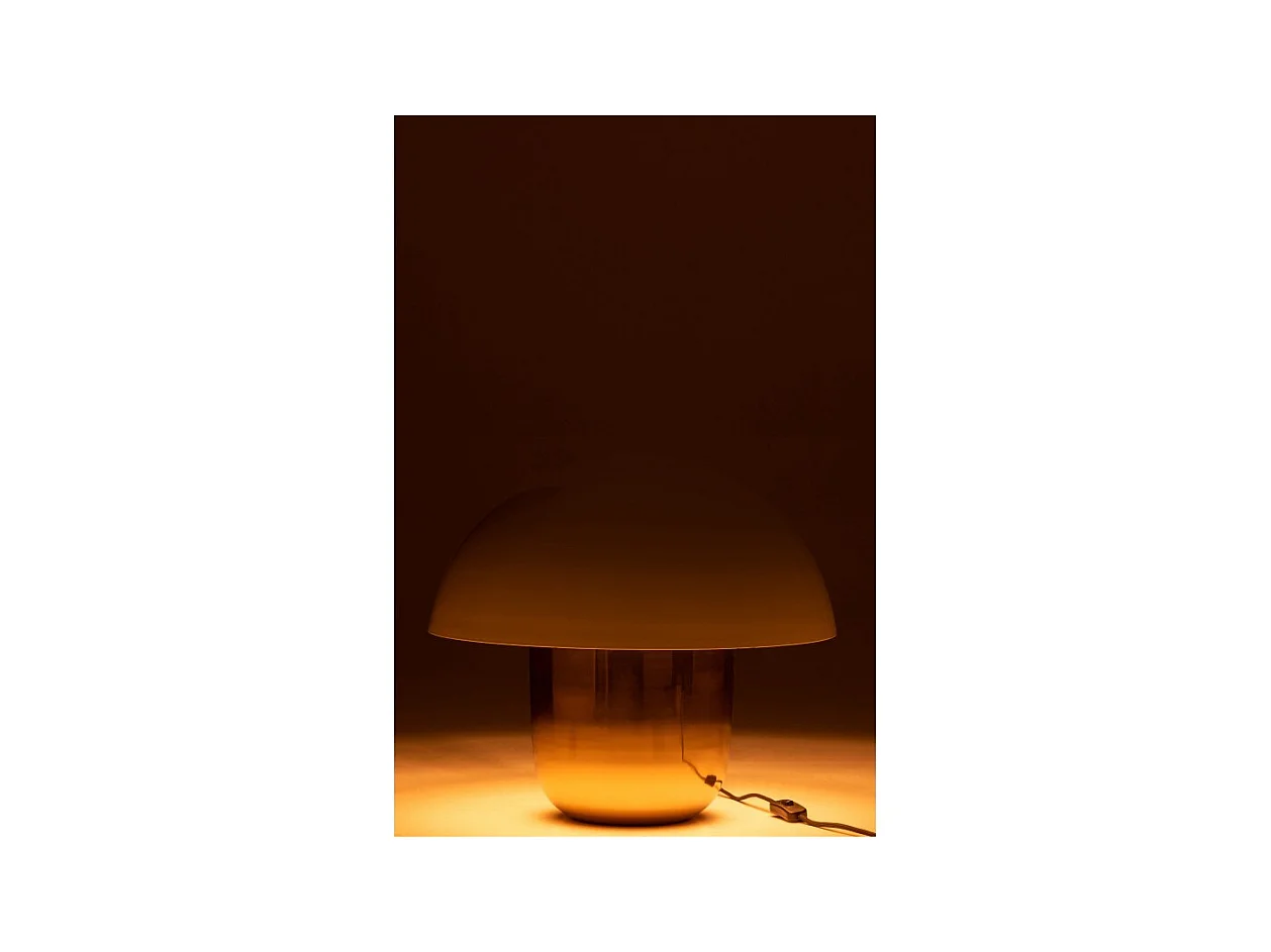 Lámpara seta hierro blanco/oro Alt. 47 cm