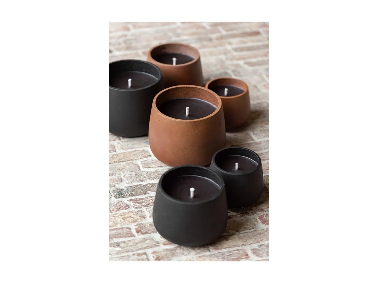 Vela exterior 18h de cemento marrón 14x14x11 cm