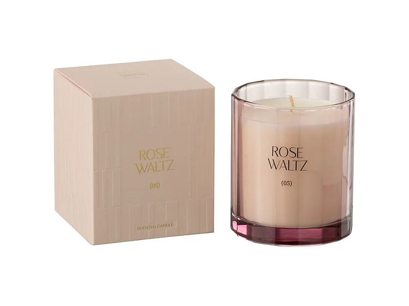 Vela perfumada 30H en vidrio rosa 9x9x10.5 cm