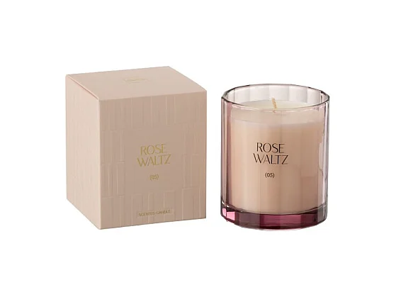 Vela perfumada 30H en vidrio rosa 9x9x10.5 cm