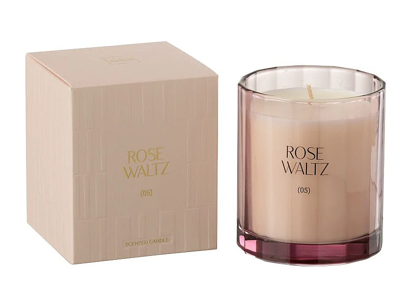 Vela perfumada 30H en vidrio rosa 9x9x10.5 cm