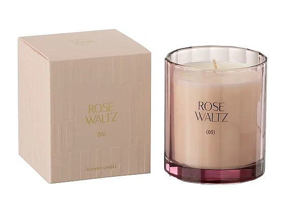 Vela perfumada 30H en vidrio rosa 9x9x10.5 cm