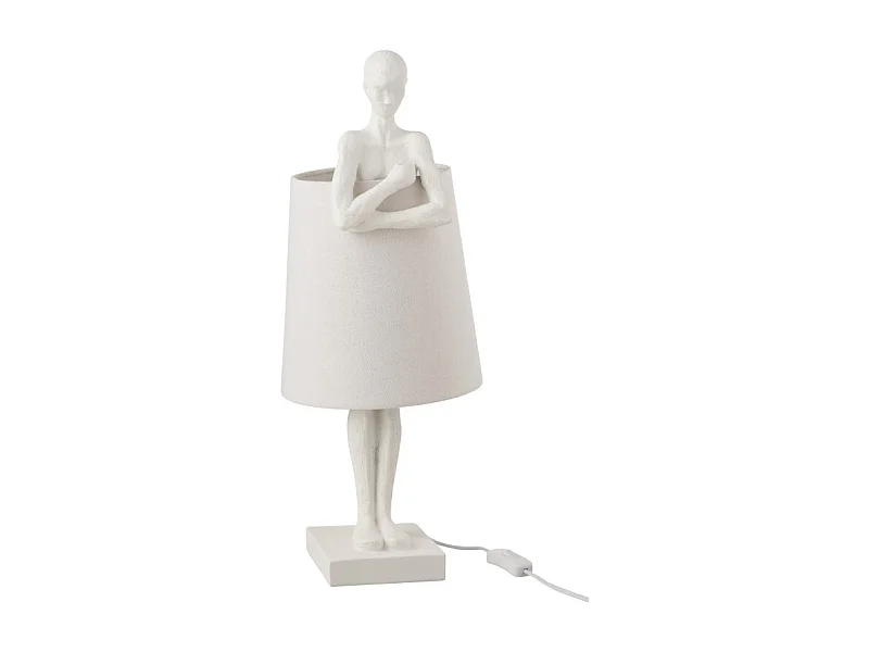 Lámpara figura apoyo resina blanca Alt. 58 cm