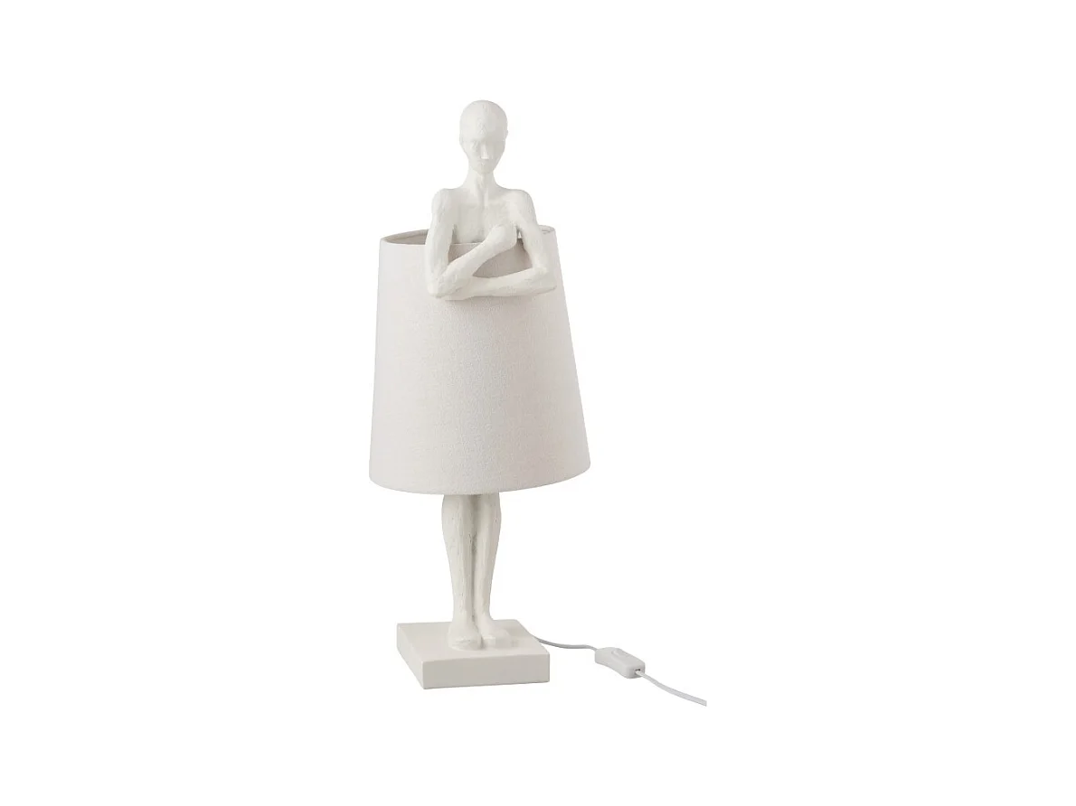 Lámpara figura apoyo resina blanca Alt. 58 cm