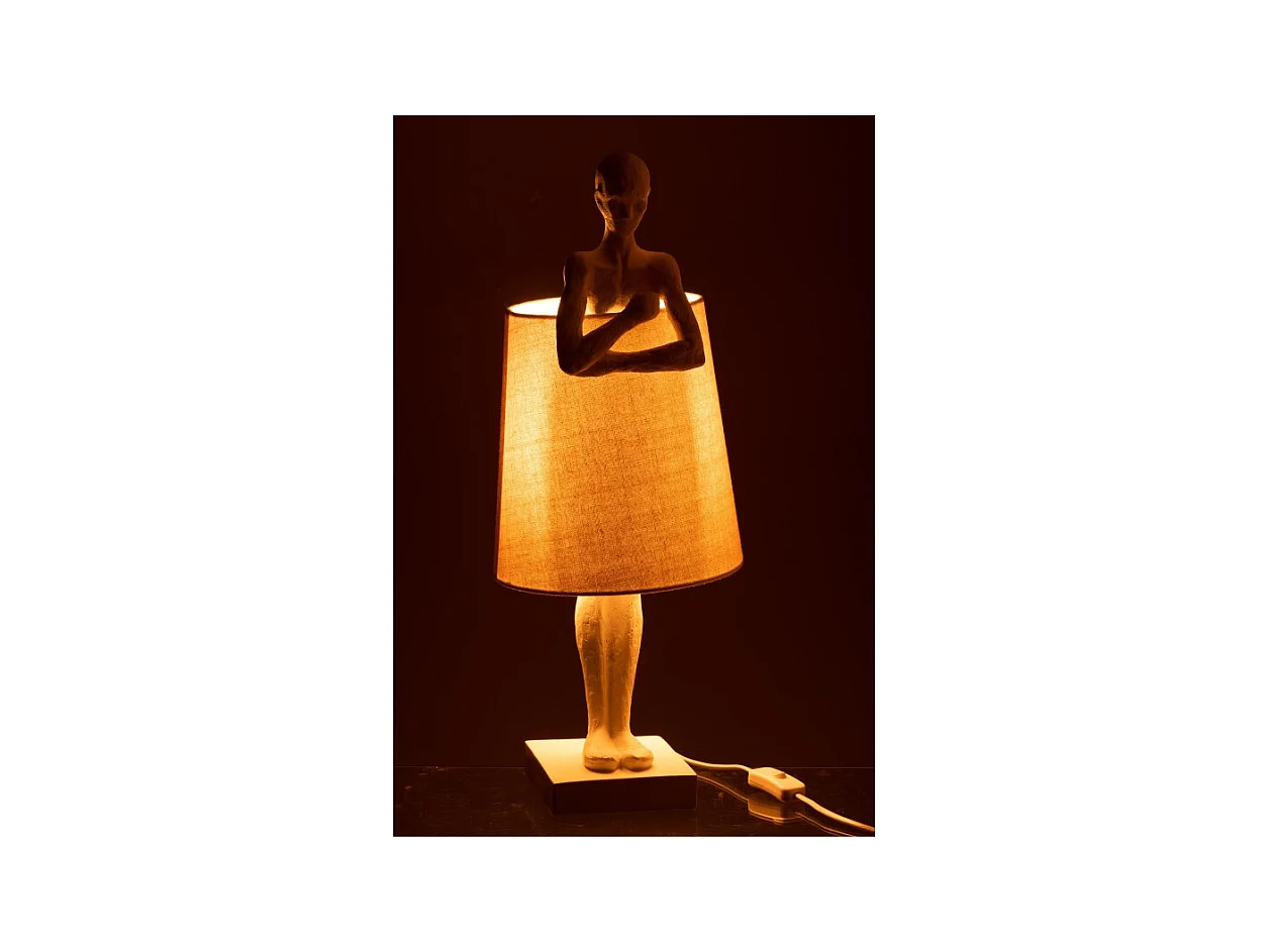 Lámpara figura apoyo resina blanca Alt. 58 cm