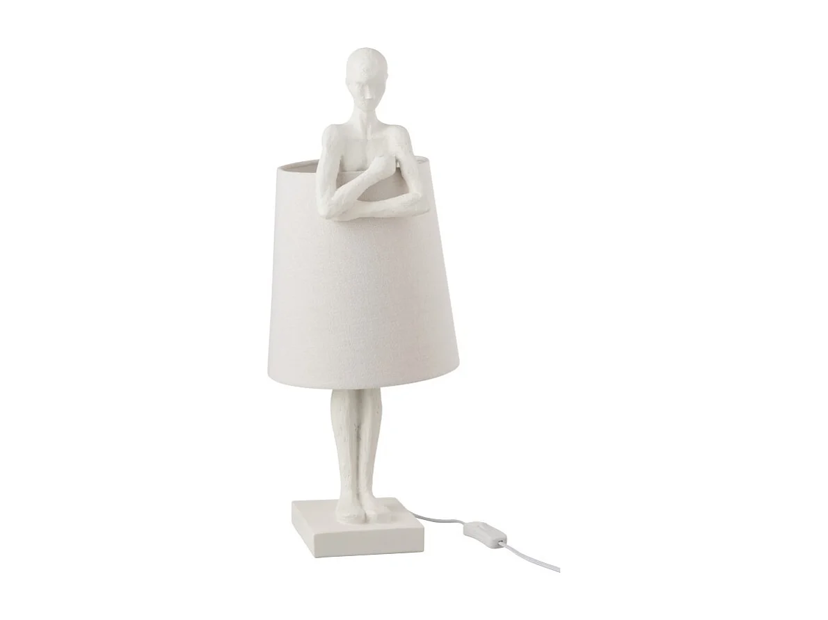 Lámpara figura apoyo resina blanca Alt. 58 cm