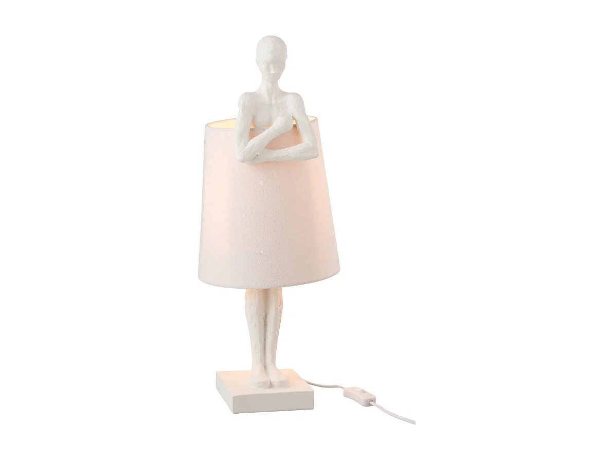 Lámpara figura apoyo resina blanca Alt. 58 cm