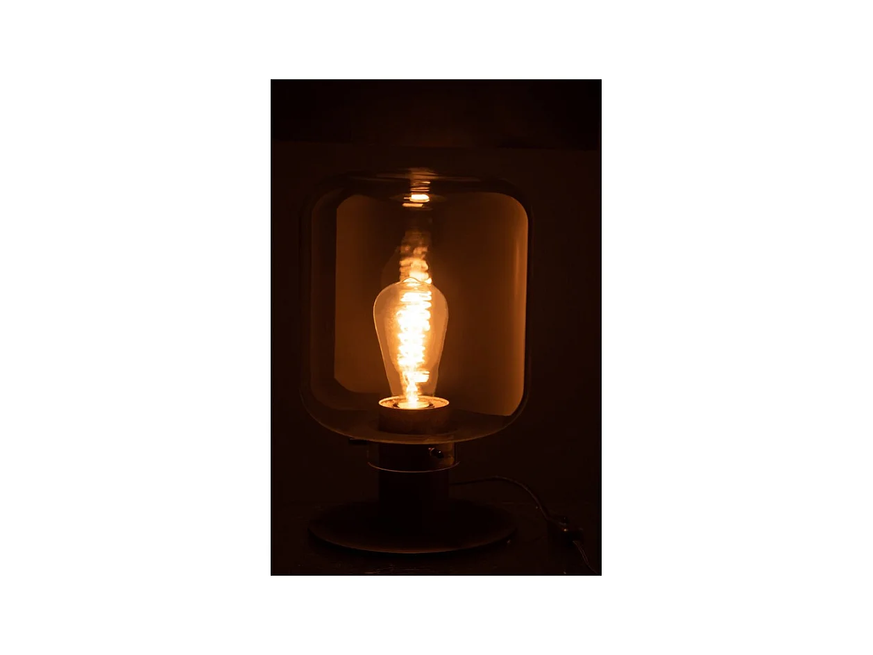 Lampara de mesa kiyu vidrio/acero transparente/negro Alt. 31 cm