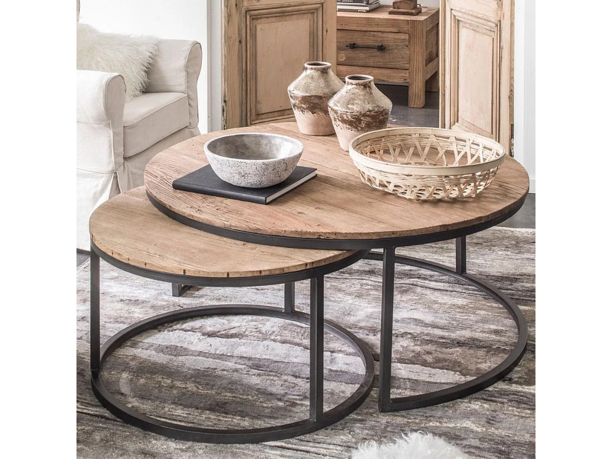 Tables basses gigognes rondes Bois Beige - Transition Interior's