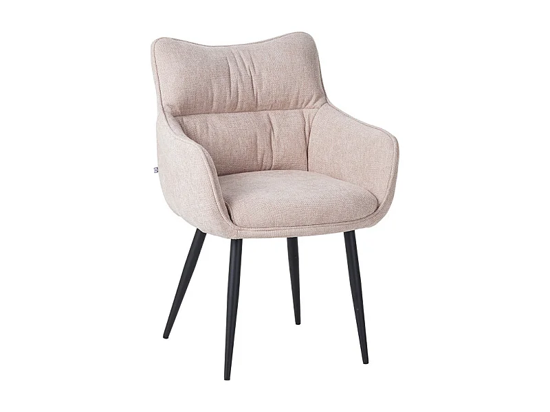Fauteuil repas Lucas tissu beige pieds métal