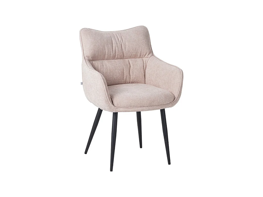 Fauteuil repas Lucas tissu beige pieds métal