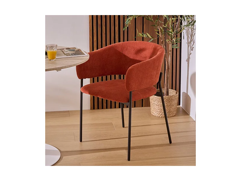 Fauteuil repas velours côtelé ambre Solea Atmosphera