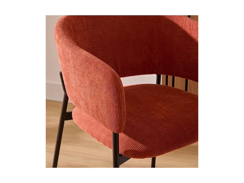 Fauteuil repas velours côtelé ambre Solea Atmosphera