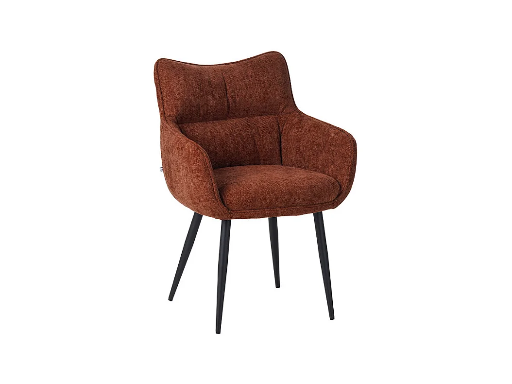 Fauteuil repas Lucas tissu terracotta pieds métal