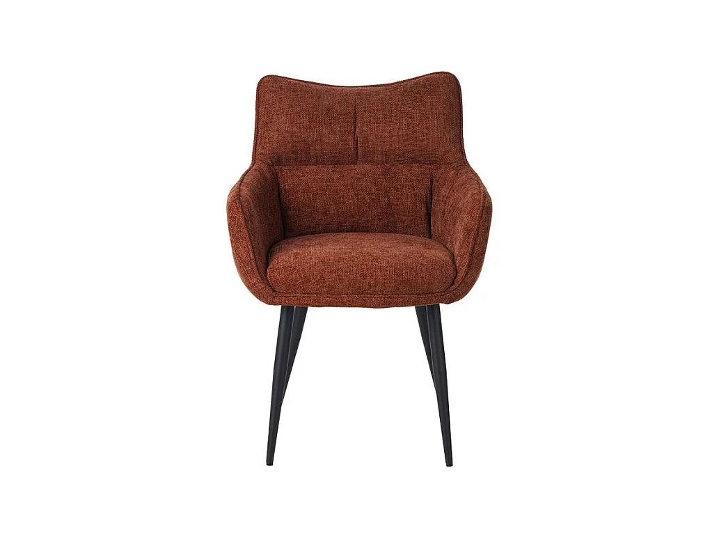 Fauteuil repas Lucas tissu terracotta pieds métal