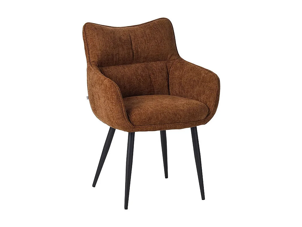 Fauteuil repas Lucas tissu marron pieds métal
