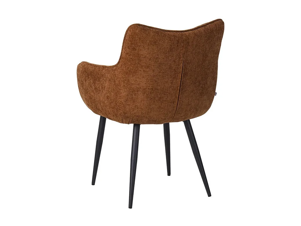 Fauteuil repas Lucas tissu marron pieds métal