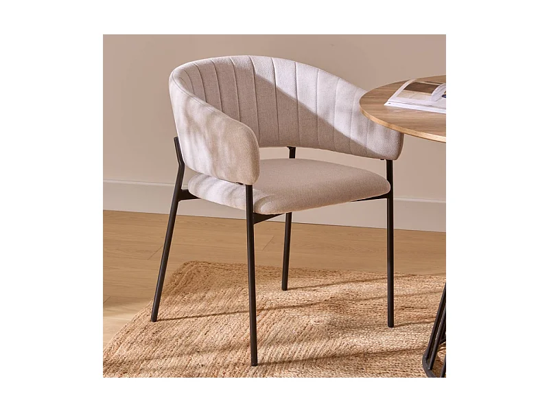 Fauteuil repas tissu beige Solea Atmosphera